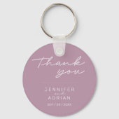 Elegant Pastel Minimal Paars Wedding sleutelhanger (Achterkant)