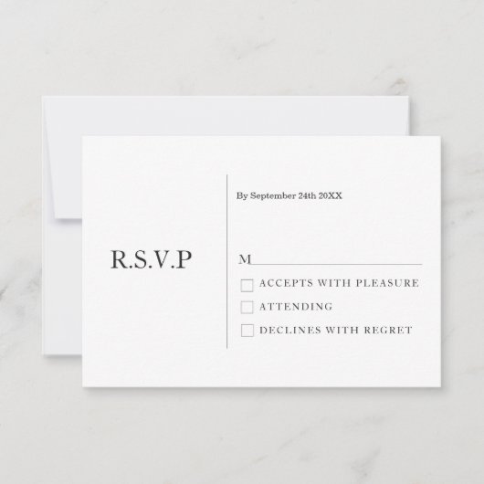 Elegant pastel minimale witte moderne RSVP Kaart (Voorkant)