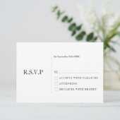 Elegant pastel minimale witte moderne RSVP Kaart (Staand voorkant)