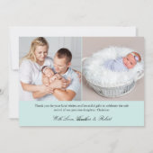 Elegant Pastel Mint 3 Foto geboorteaankondiging Feestdagenkaart (Achterkant)