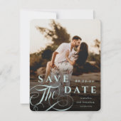 Elegant Pastel Mint Typografie & Marble Back Foto Save The Date (Voorkant)