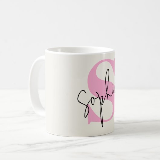 Elegant pastel monogram koffie Mok (Voorkant links)