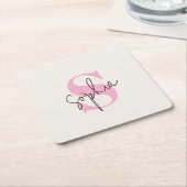 Elegant pastel monogram papier Onderzetter (Schuin)