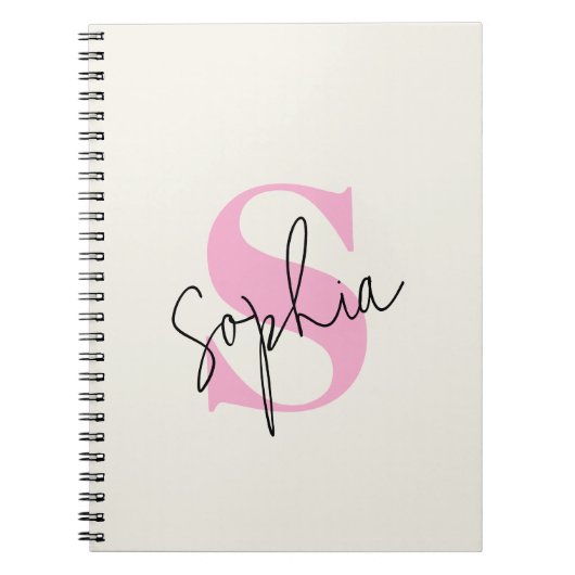 Elegant pastel monogram spiraal Notitieboek (Voorkant)