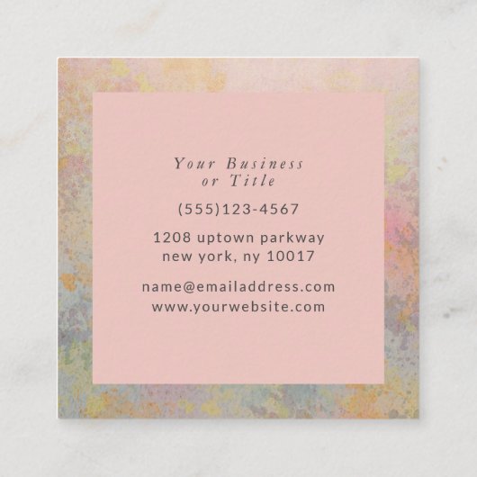 Elegant Pastel Mottled Marmer Vierkante Visitekaartje (Achterkant)