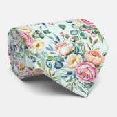 Elegant Pastel Naadloos Bloemmotief Stropdas (Opgerold)