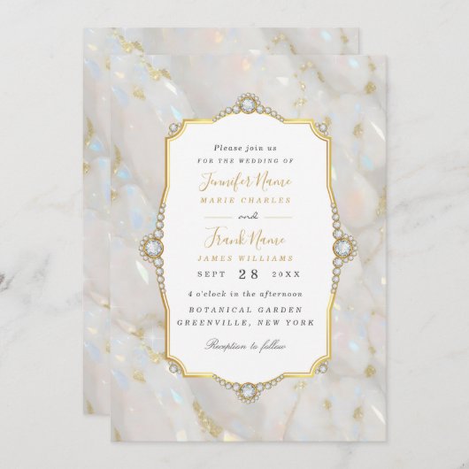 Elegant pastel Opal edelsteen gouden Lijst Kaart (Voorkant / Achterkant)