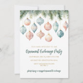 Elegant Pastel Ornament Exchange Christmas Party Kaart (Voorkant)