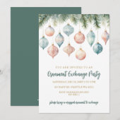 Elegant Pastel Ornament Exchange Christmas Party Kaart (Voorkant / Achterkant)