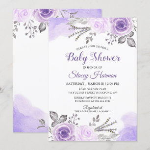 Elegant Pastel Paars Blossom Flowers Baby shower Kaart