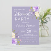 Elegant Pastel Paars Floral Retirement Party Kaart (Staand voorkant)