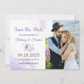 Elegant Pastel Paars Floral sla de foto op Save The Date (Voorkant)