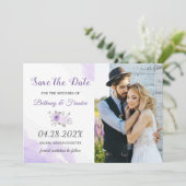 Elegant Pastel Paars Floral sla de foto op Save The Date (Staand voorkant)
