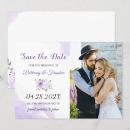 Elegant Pastel Paars Floral sla de foto op Save The Date