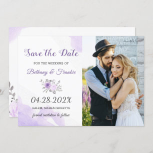 Elegant Pastel Paars Floral sla de foto op Save The Date