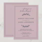 Elegant Pastel Paars Wedding-uitnodiging Kaart (Voorkant / Achterkant)