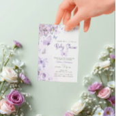 Elegant pastel Paarse bloemen vlinder Baby shower Kaart