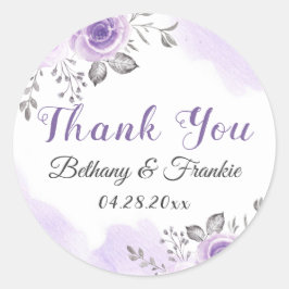 Elegant Pastel Paarse Blossom Flowers Dank je wel Ronde Sticker