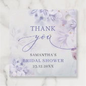 Elegant pastel paarse bronbloemen vrijgezellenfees bedankjes labels (Achterkant)