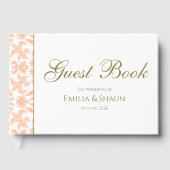 Elegant Pastel Peach Bruiloft Gastenboek (Voorkant)