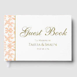 Elegant Pastel Peach Bruiloft Gastenboek