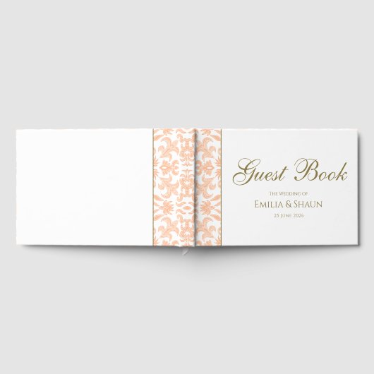 Elegant Pastel Peach Bruiloft Gastenboek (Volledig)