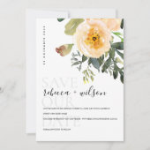 ELEGANT PASTEL PEACH PEONY WATERVERF FLORAL SAVE THE DATE (Voorkant)
