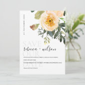 ELEGANT PASTEL PEACH PEONY WATERVERF FLORAL SAVE THE DATE (Staand voorkant)