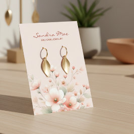 Elegant Pastel Peach Pink Floral Display Card Visitekaartje