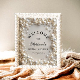 Elegant Pastel Pearls Vrijgezellenfeest Welkom Poster