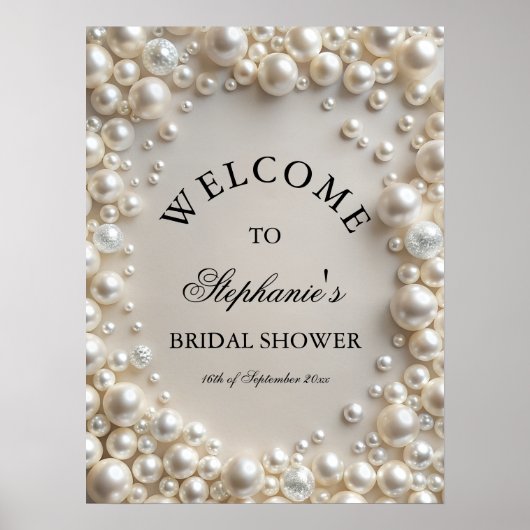 Elegant Pastel Pearls Vrijgezellenfeest Welkom Poster (Voorkant)