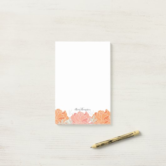 Elegant Pastel Peonies Floral Pattern Post-it® Notes (Op bureau)