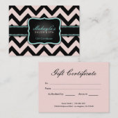 Elegant Pastel Pink and Black Chevron Gift Kortingskaartje (Voorkant / Achterkant)