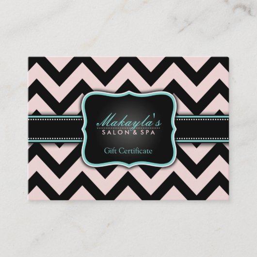 Elegant Pastel Pink and Black Chevron Gift Kortingskaartje (Voorkant)