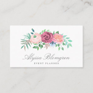Elegant Pastel Pink Floral Garland Visitekaartje