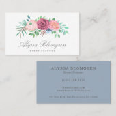 Elegant Pastel Pink Floral Garland Visitekaartje (Voorkant / Achterkant)