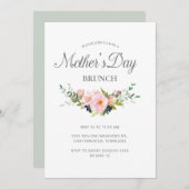 Elegant Pastel Pink Floral Greenery Moederdag Kaart (Voorkant / Achterkant)