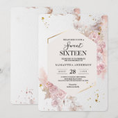 Elegant Pastel Pink Floral Lijst Fancy Kaart (Voorkant / Achterkant)