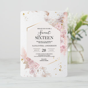 Elegant Pastel Pink Floral Lijst Fancy Kaart