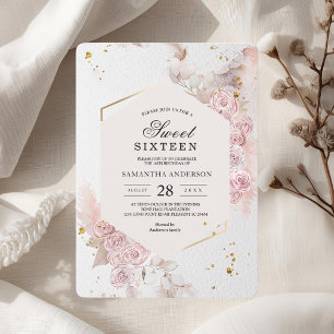 Elegant Pastel Pink Floral Lijst Fancy Kaart