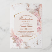Elegant Pastel Pink Floral Lijst Fancy Roos Gold Folie Uitnodiging (Voorkant)