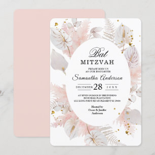 Elegant Pastel Pink Floral Lijst & Gold Druppels Kaart