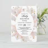 Elegant Pastel Pink Floral Lijst & Gold Druppels Kaart (Staand voorkant)