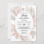 Elegant Pastel Pink Floral Lijst & Gold Druppels Kaart (Voorkant)