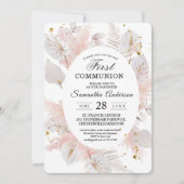 Elegant Pastel Pink Floral Lijst & Gold Druppels Kaart (Voorkant)