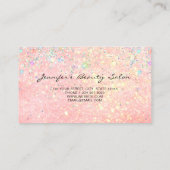 Elegant Pastel Pink Gold Holographic Glitter Visitekaartje (Achterkant)
