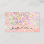 Elegant Pastel Pink Gold Holographic Glitter Visitekaartje (Voorkant)