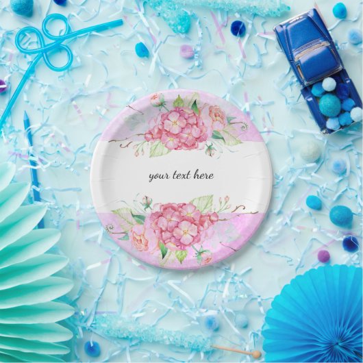 Elegant Pastel Pink Hydrangea Flower Party Papieren Bordje (Feest)