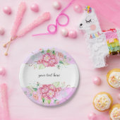 Elegant Pastel Pink Hydrangea Flower Party Papieren Bordje (Feest)