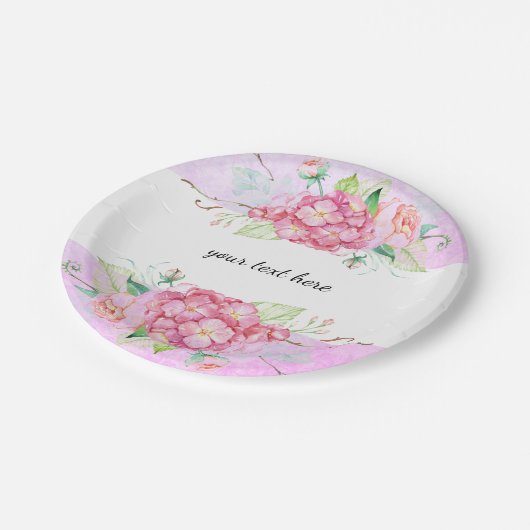 Elegant Pastel Pink Hydrangea Flower Party Papieren Bordje (Gekanteld)